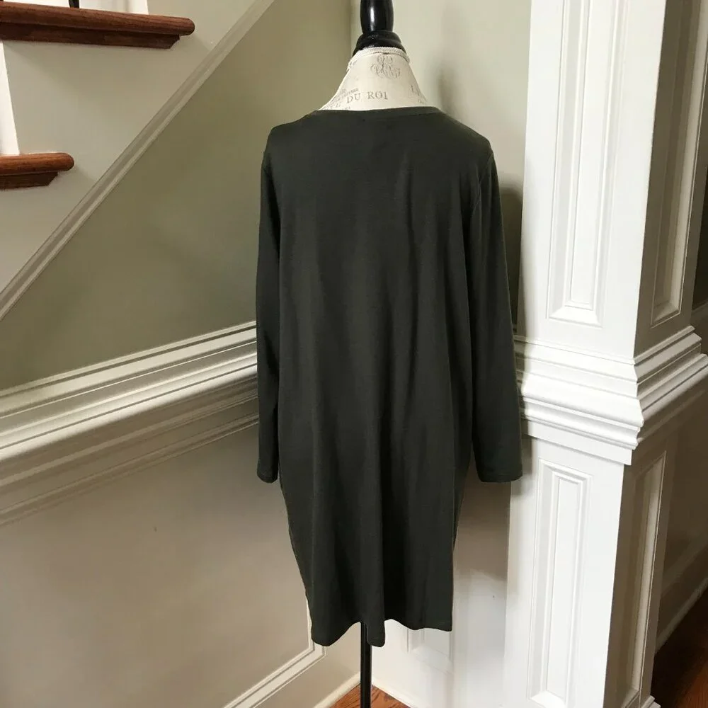 NWT Eileen Fisher Tencel Stretch Terry Dress Womens Large P Petite LP Green NEW - Picture 10 of 11